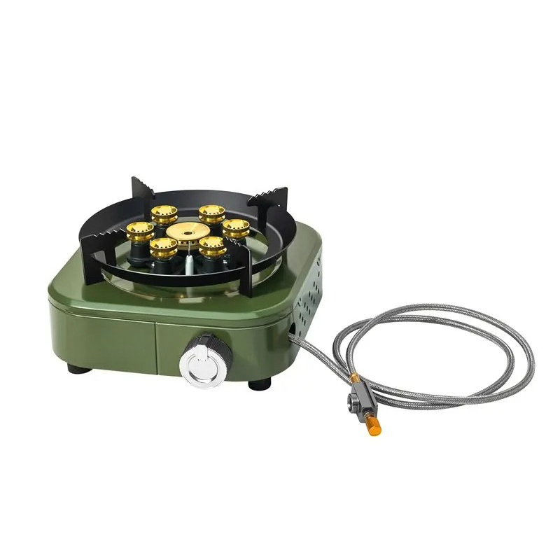 Outdoor Power 'Hose' - Beiyue 6-Brenner Windgeschützter Camping-Gaskocher, Hochleistungsfähig mit