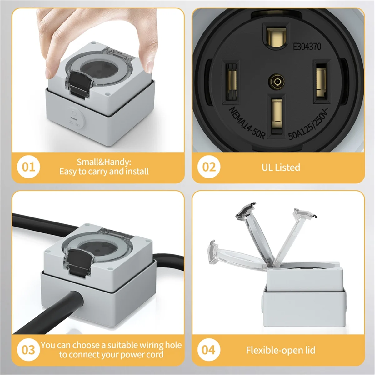 Outdoor Power Receptacle Box - AT16 50Amp Stromanschlussbox, 125/250 Volt NEMA