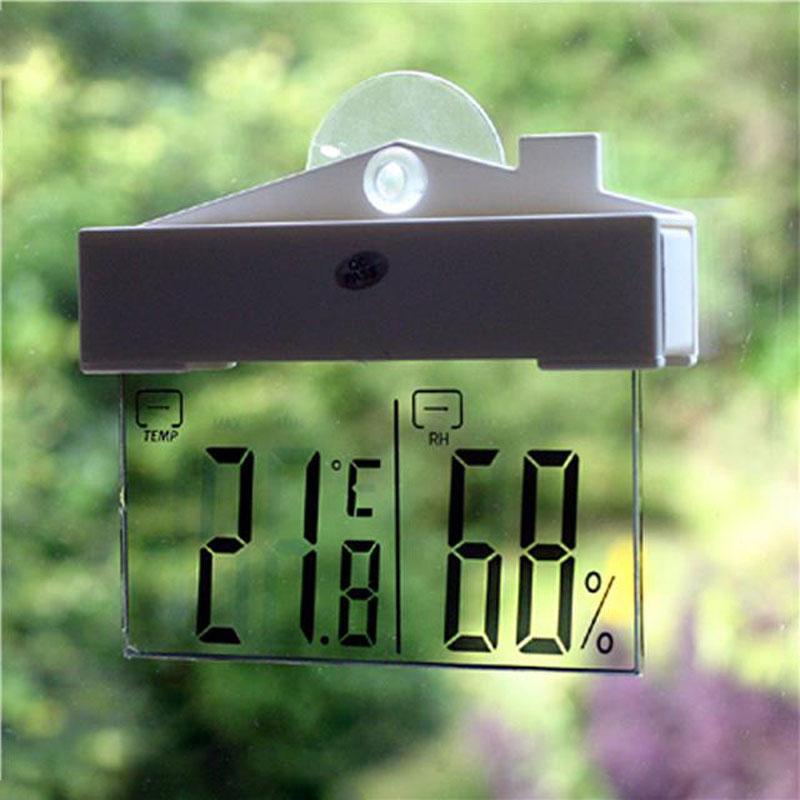 Outdoor Power Tower - Digitales Fensterthermometer Hygrometer mit Saugnapf, großes