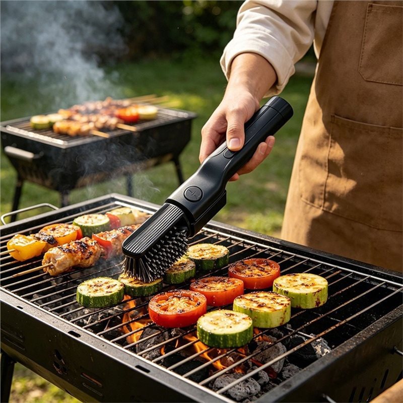 Outdoor Power Brush - Leistungsstarke elektrische Rotations-Grillbürste mit 304 Edelstahlkopf,