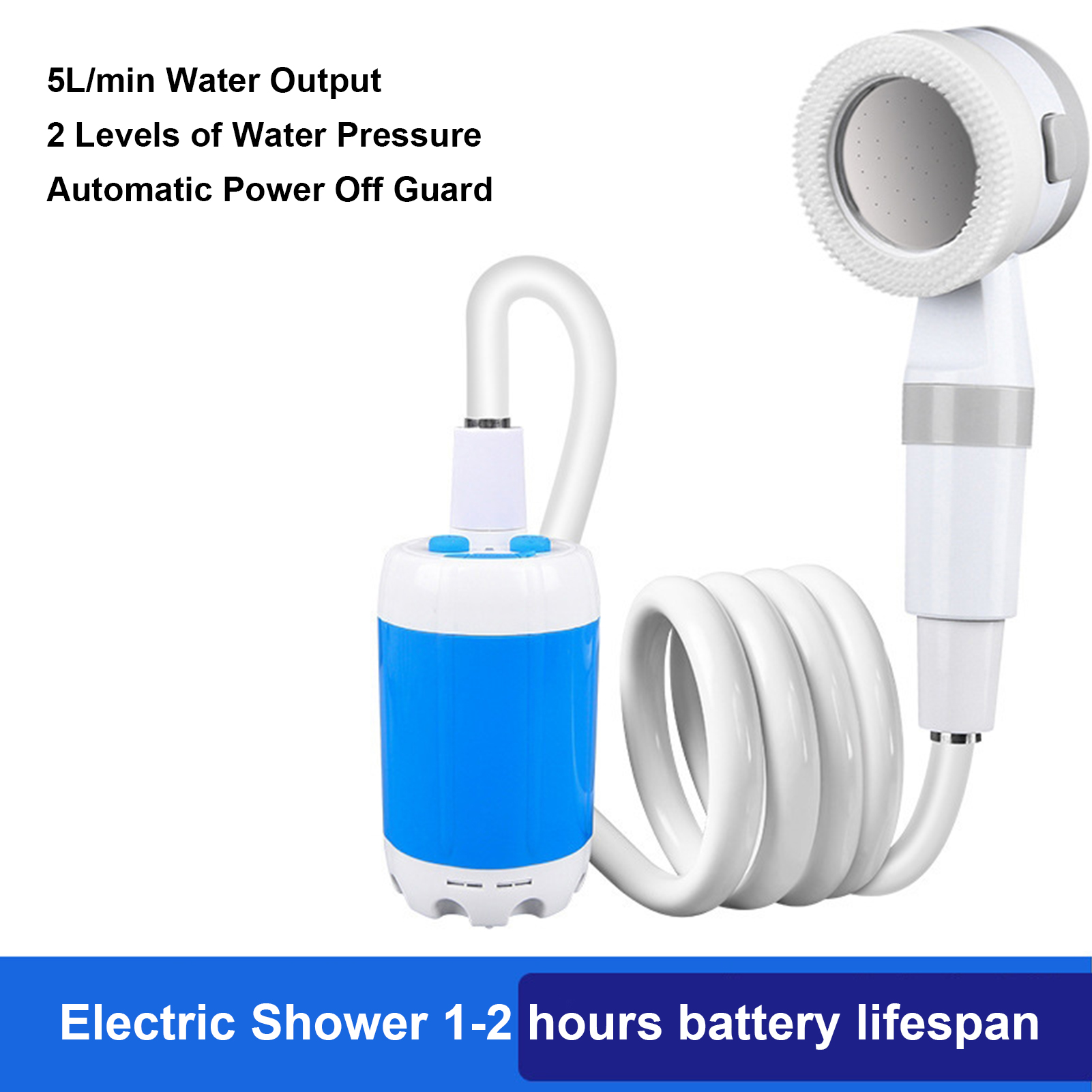 Outdoor Power 'Hose' - Tragbare Outdoor-Dusche Batteriebetriebener Handduschkopf für Camping