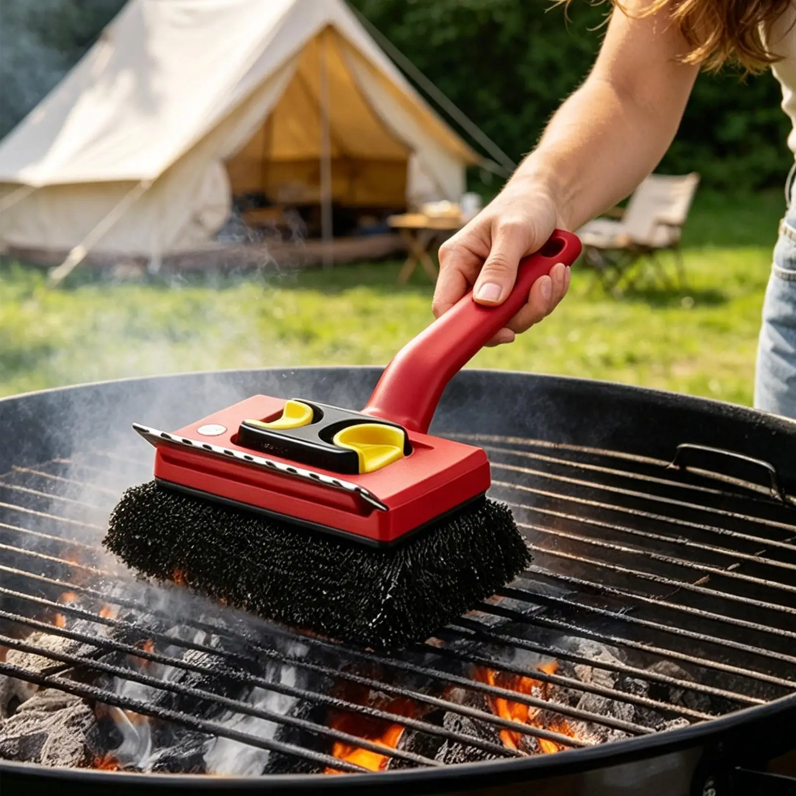 Outdoor Power Brush - Elektrische Grillbürste mit langem Griff, langlebiges