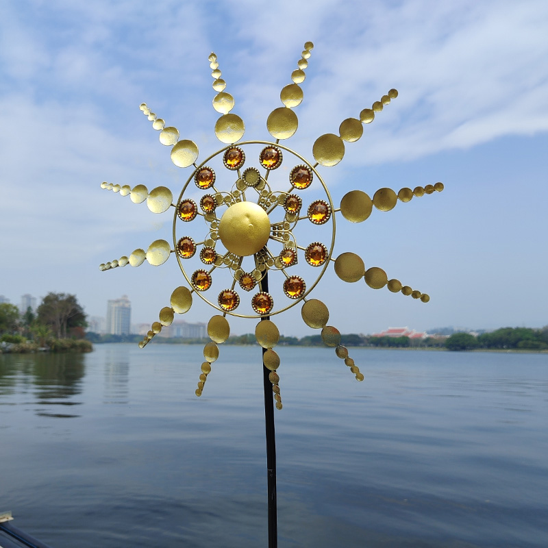 Outdoor Power And Plant - Sonnenblumen-Windmühlen-Spinner aus Eisen für den Außenbereich,
