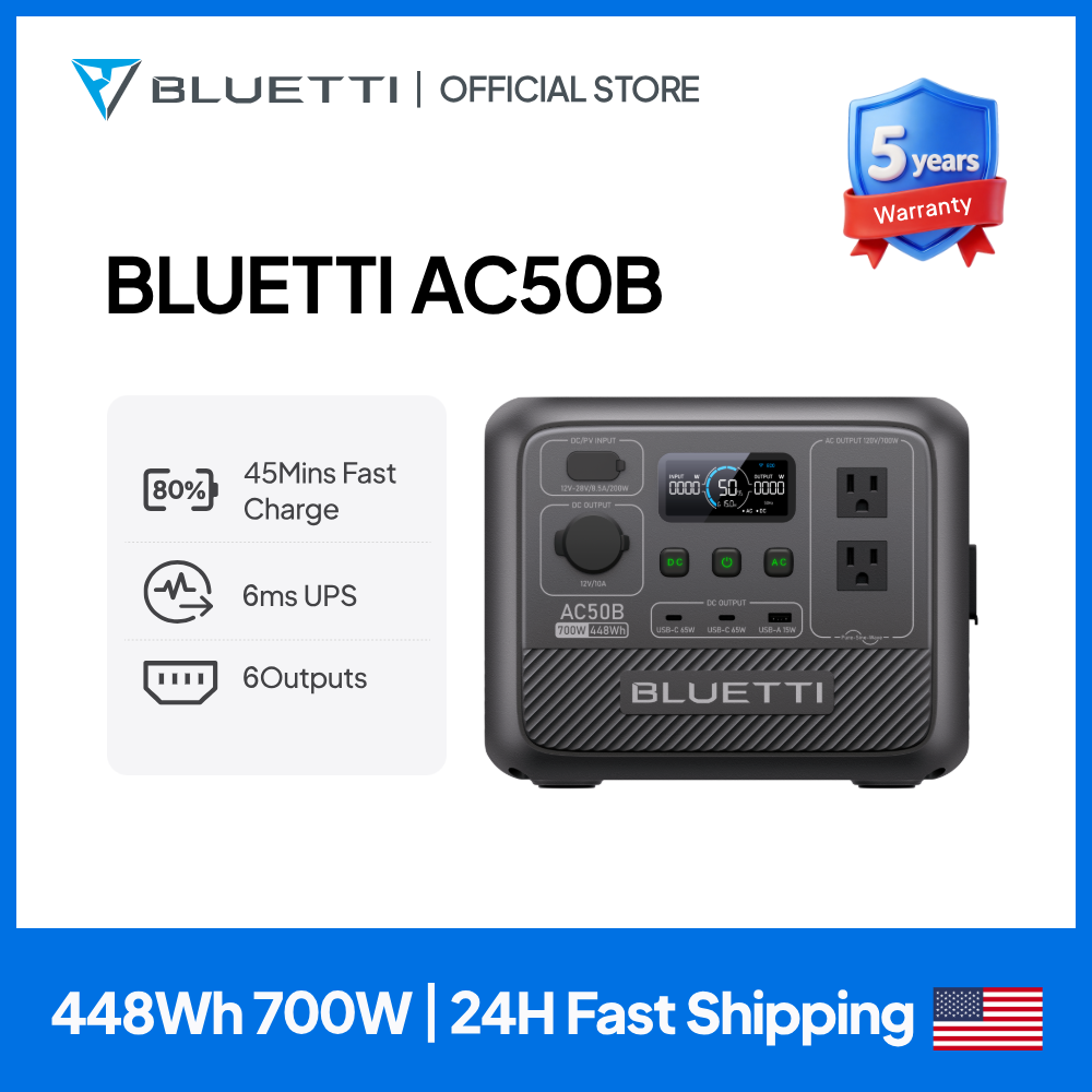 Outdoor Power Tower - BLUETTI AC50B Tragbare Powerstation 700W 448Wh
