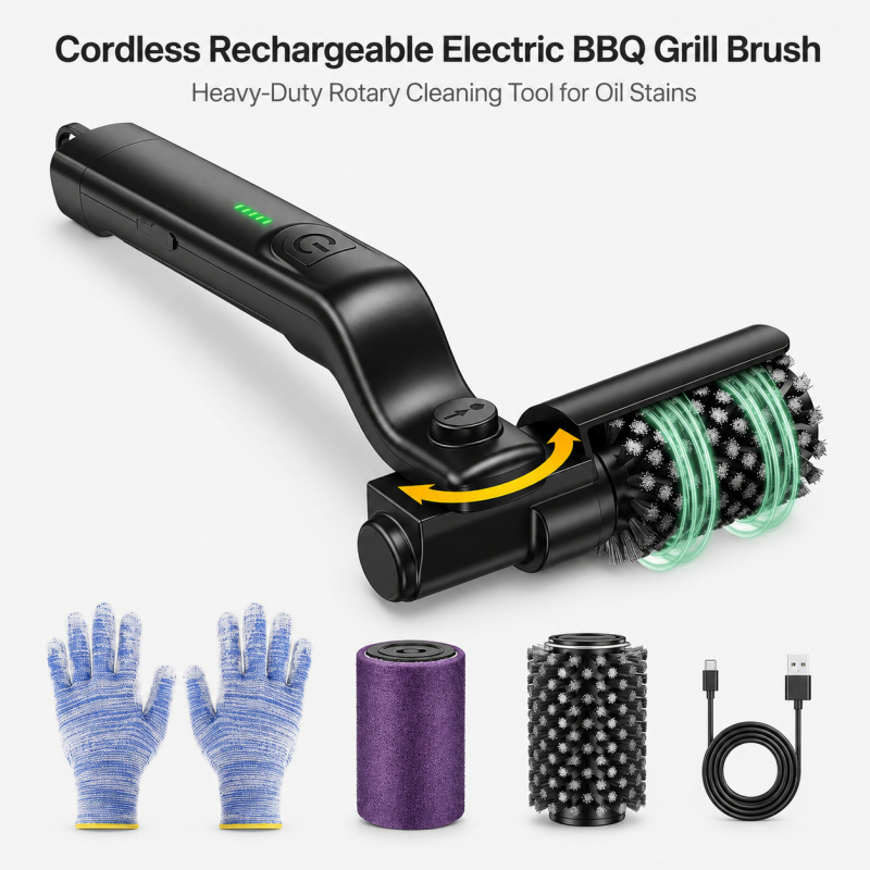 Outdoor Power Brush - Kabellose, wiederaufladbare elektrische Grillbürste – Robustes