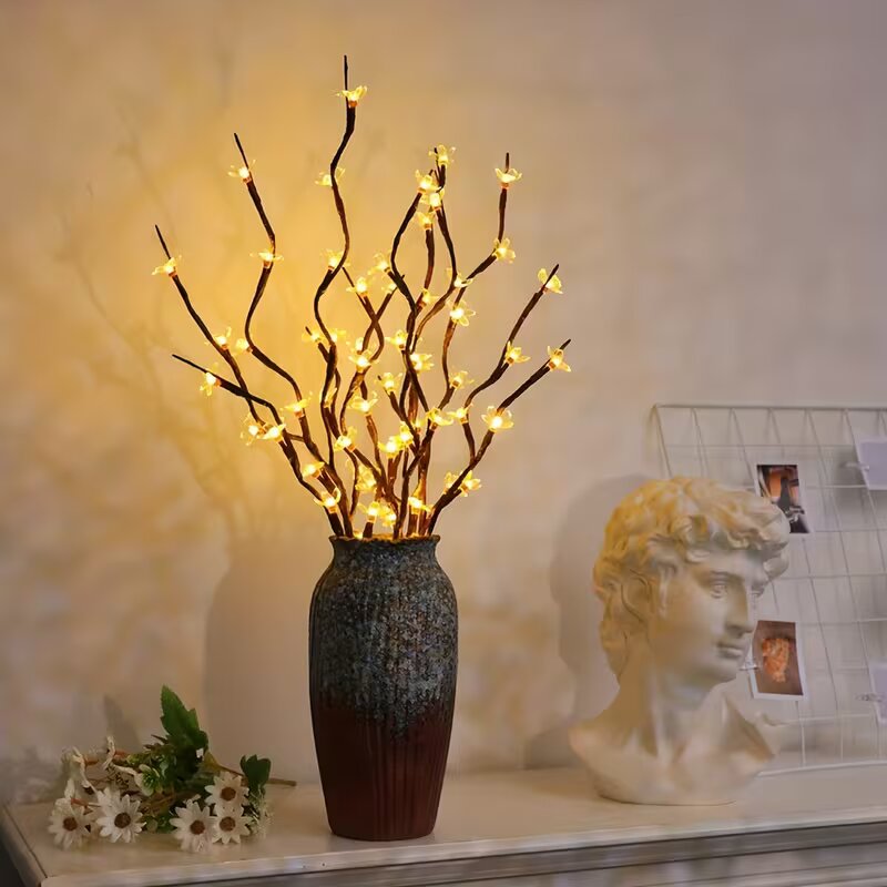 Outdoor Power Lights - 1/2 Stück 20LED Kirschblütenbaum-Zweiglichter für Innen-