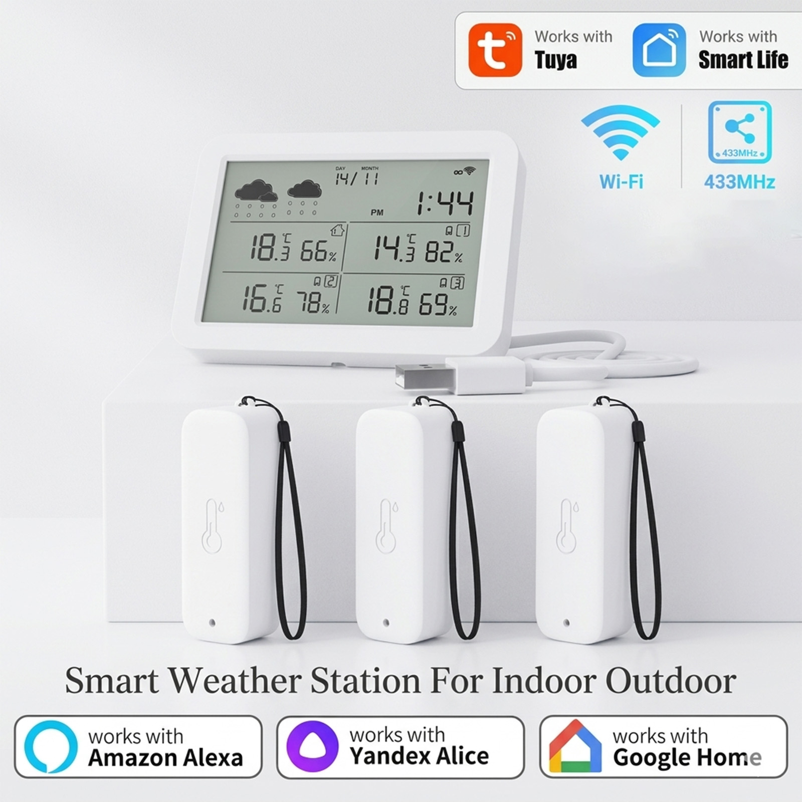 Outdoor Power Tower - Tuya WiFi+RF433 Wetterstation, Smart Home Innen-