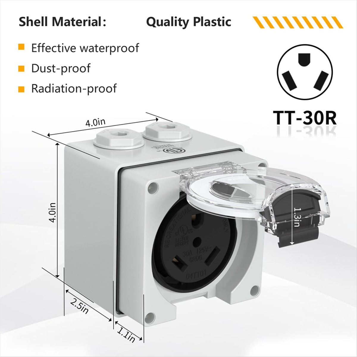 Outdoor Power Receptacle Box - HHTL 30Amp Steckdosenbox, 125 Volt NEMA