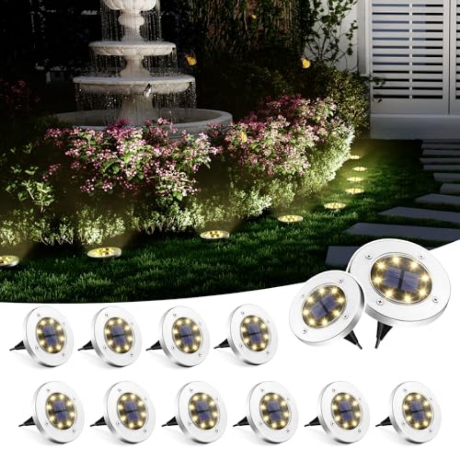 Outdoor Power Lights - Solar-Bodenleuchten, Solar-Außenleuchten, Wasserdicht, 8 LED, Solarbetriebene